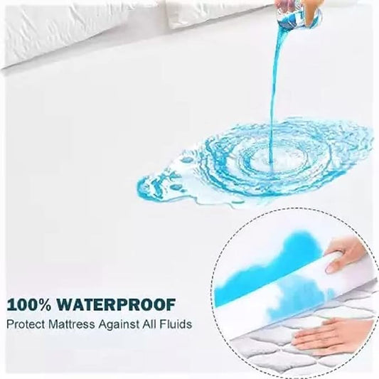 Waterproof Double bed Mattress Cover Material Cotton Color Random 6 by 6.5 Feet