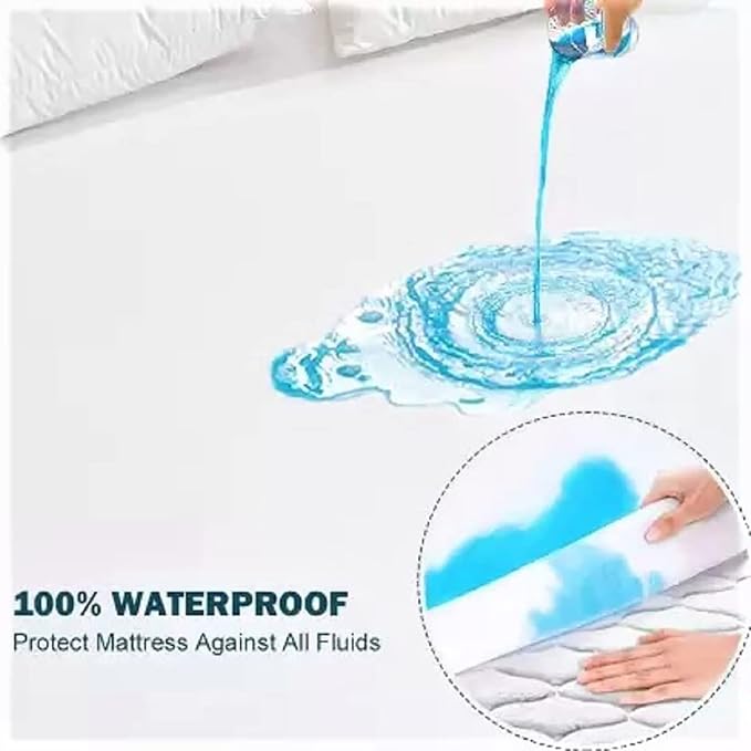 Waterproof Double bed Mattress Cover Material Cotton Color Random 6 by 6.5 Feet